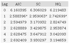 Optimal lag length criteria