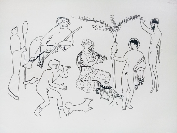 Cratera com volutas de figuras vermelhas, 370-360 a.C., Museu de Belas Artes de Boston 00.340.