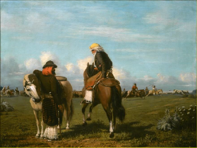 Prilidiano Pueyrred�n, Los capataces (1861) �leo sobre tela, 62 x 81 cm, Colecci�n Fortabat[41].