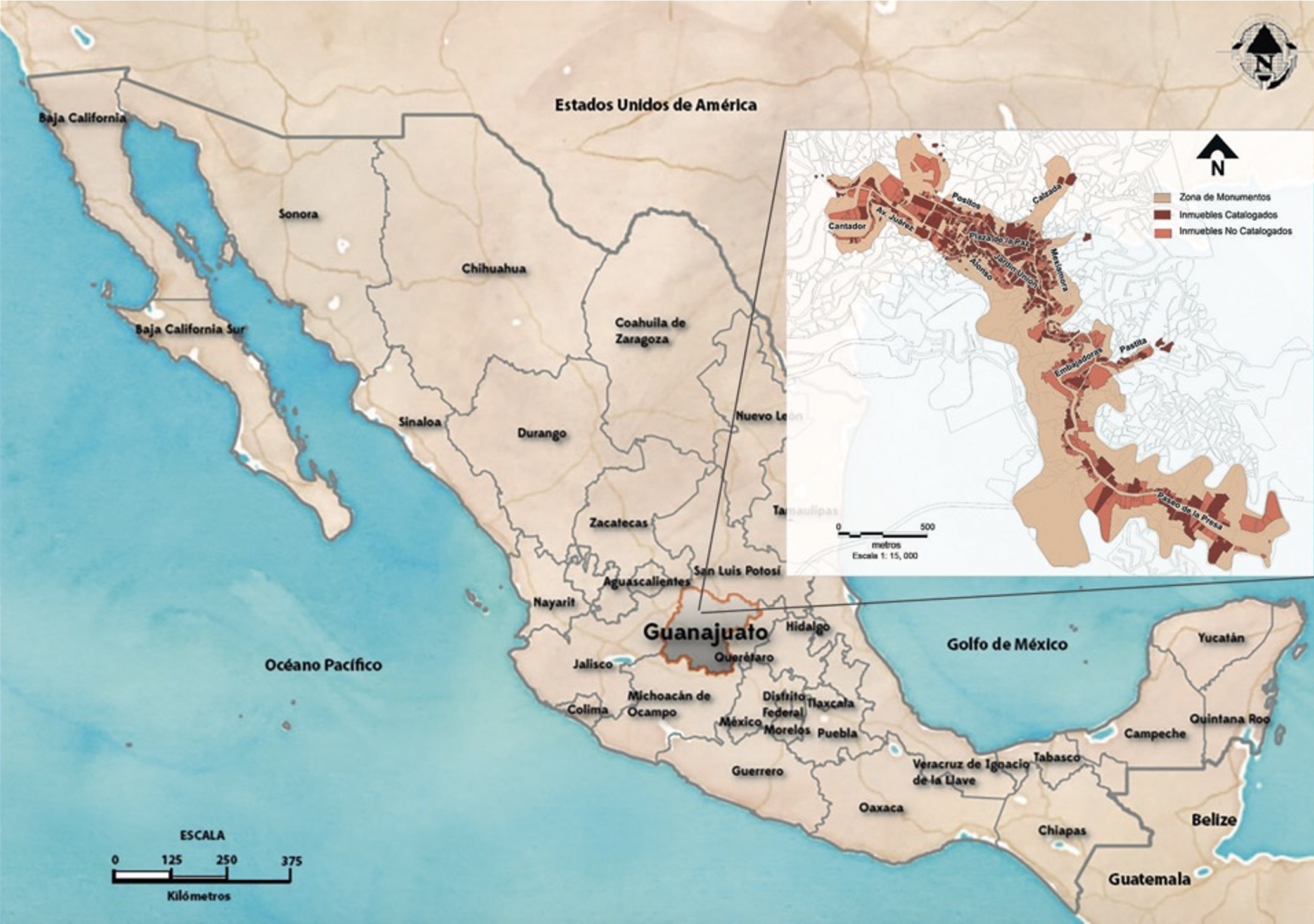 Localizacin de la Zona de Monumentos de Guanajuato