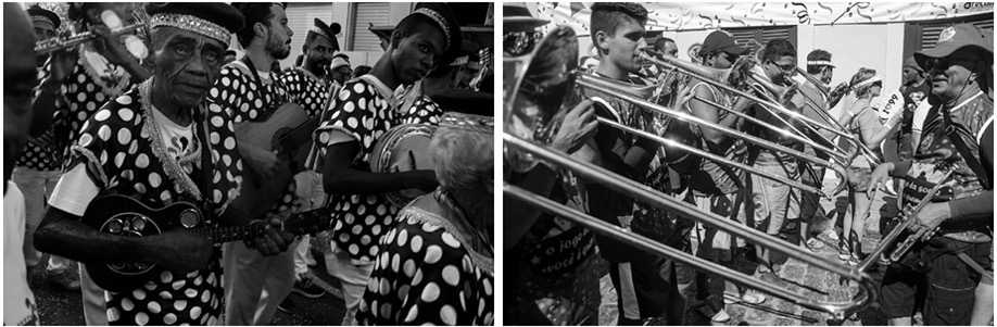 Msicos de orquestas para ‘Frevo-de-Rua’ y ‘Frevo-de-Bloco’