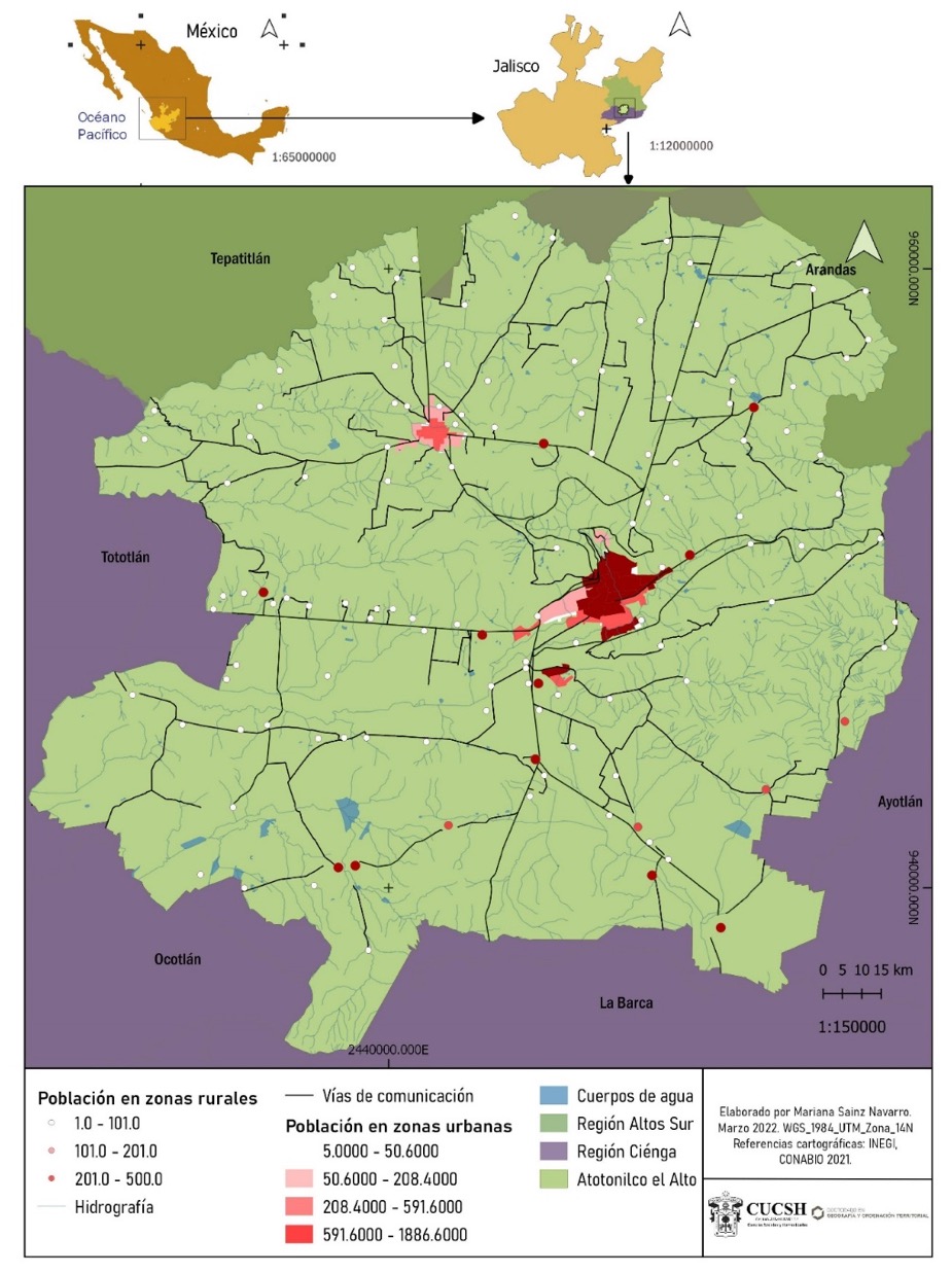 Ubicacin de Atotonilco el Alto en el estado de Jalisco, Mxico