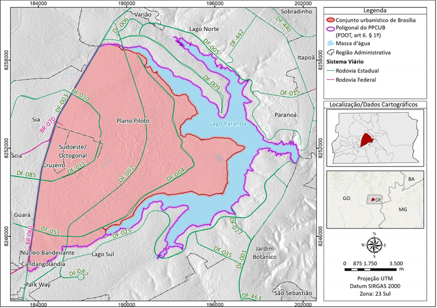 Poligonal do Tombamento do PPCUB, Braslia, Brasil.