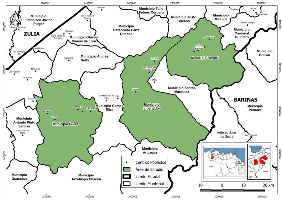 rea de estudio en el estado de Mrida, Venezuela