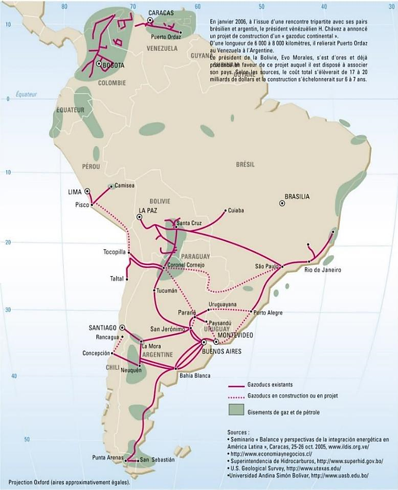 Amrica del Sur: Gasoductos y Yacimientos de Gas y Petrleo. Los tesoros de este mundo contemporneo