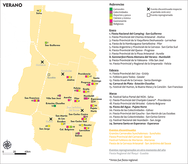 Espacializaci�n del calendario festivo 2022-2023 de la CLCA en verano