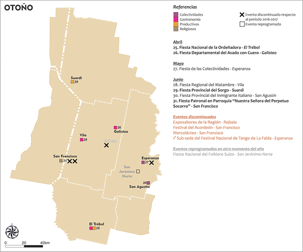 Espacializaci�n del calendario festivo 2022-2023 de la CLCA en oto�o