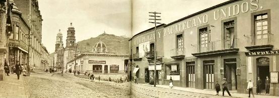 Calle principal (Av. Hidalgo) con el cerro de La Bufa en 1909