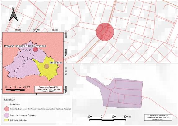 Dist�ncia da �rea prov�vel do Cap�o da Trai��o ao Distrito de Emboabas/On�a