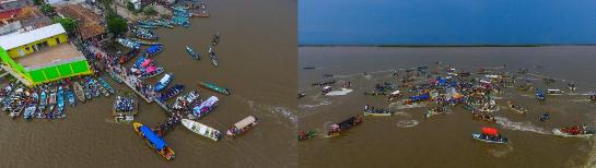 Procesi�n de los feligreses a la Laguna Grande de Mexcaltit�n &ldquo;bendici�n de las aguas&rdquo;  