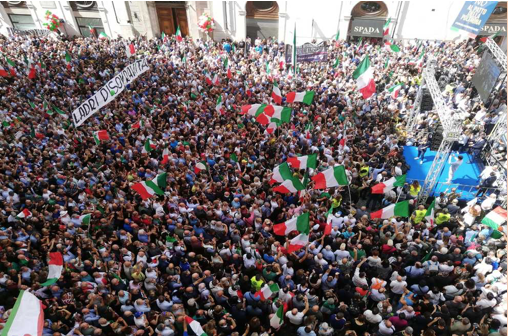 Manifestación de Forza Italia en Montecitorio. Fuente: Il Messaggero (9 de septiembre de 2019)[2]