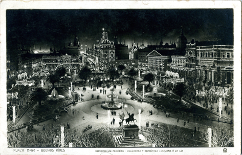 Tarjeta postal „Plaza Mayo – Buenos Aires“, editor: J. Cunill, Buenos Aires, c. 1910, enviado 31/03/1924, coleccin de Hinnerk Onken