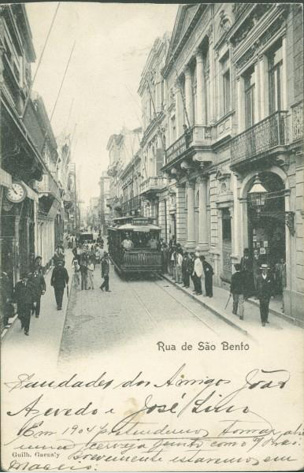 Tarjeta postal “Rua de So Bento”, editor: Guilherme Gaensly, So Paulo, enviado 29/11/1902, coleccin de SHMH/Altonaer Museum, Hamburgo