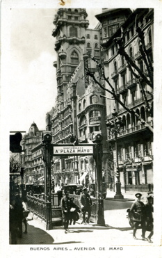 Tarjeta postal “Buenos Aires – Avenida de Mayo”, editor: Gastn Bourquin y Ca., Buenos Aires, c. 1920, coleccin de Hinnerk Onken.