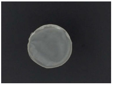 Pel&iacute;cula AS~β-lg/α-tc, en soluci&oacute;n reguladora fosfato 20 mM a pH 6,8. Cantidad de alginato: 0,100 g. Cantidad de β-lg: 0,125 g. Cantidad de α-tc: 20 mg.