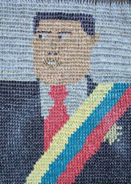 A panel of Hugo Chavez commissioned for a future installation.