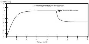 Respuesta en corriente de la prueba de amperometr&iacute;a.