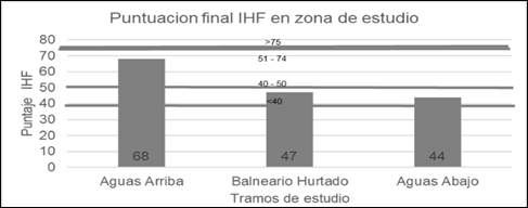Puntuaci�n final del �ndice IHF en zona de estudio.
