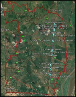 Localizacin de los sondeos de las obras mayores (canales, desarenador y estaciones de bombeo)