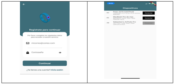 Interfaz de aplicacin mvil – registro y conexin bluetooth