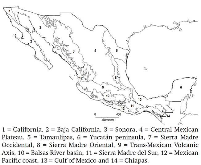 Biogeographic zones of Mexico according to Morrone (2005).
