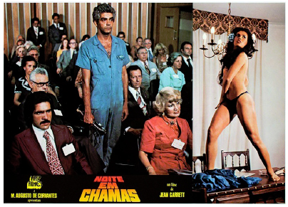 Em p&eacute;, &agrave; esquerda, Tony Ferreira em cena de Noite em chamas