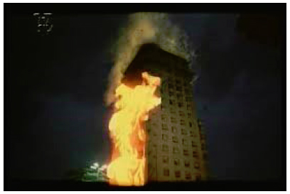 Frame da sequ&ecirc;ncia final Noite em chamas.