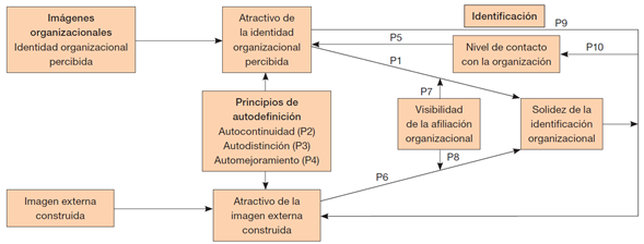 Relaci&oacute;n entre la identidad organizacional percibida y la imagen externa construida.