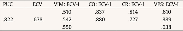 Indicadores espec�ficos del modelo bifactorial
