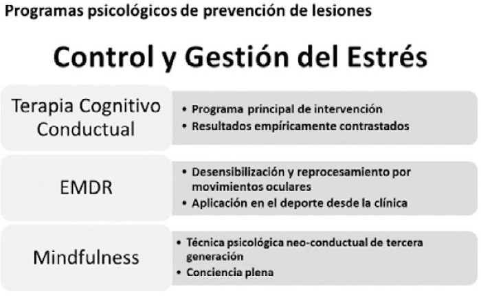 Programas psicol&oacute;gicos para la reducci&oacute;n del riesgo de lesi&oacute;n