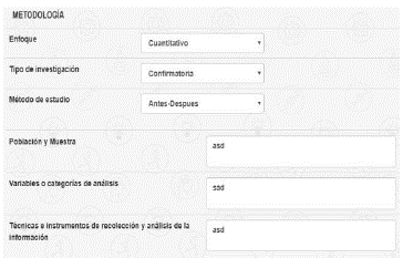 Modulo Perfil del proyecto Metodolog&iacute;a.