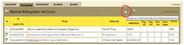 Edici&oacute;n de los datos en dos objetos al seleccionar el icono de edici&oacute;n.