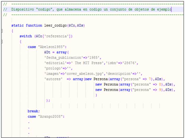 Arreglo de datos local para los atributos de una Clase del Framework de PISIS.