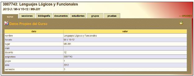 Vista del Curso Lenguajes L&oacute;gicos y Funcionales.