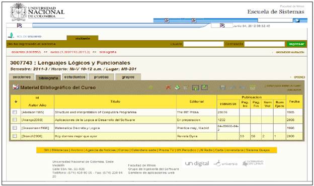 Vista de la Faceta bibliograf&iacute;a. 