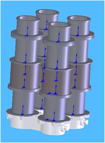 Ensamble final para obtener cuatro cilindros
en una sola colada.