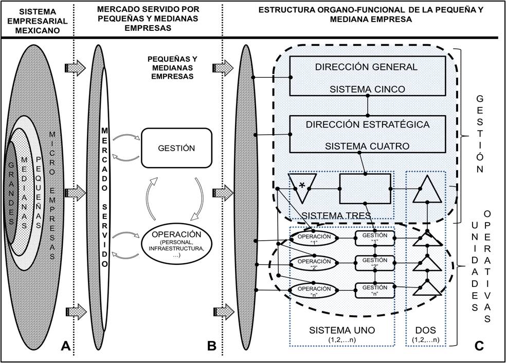  Evolución conceptual
del Modelo de Sistemas Viables: caso PYMES. Fuente: Adaptado de Beer [4]. 

 