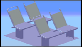 Modelo
de butaca simplificado en CAD.