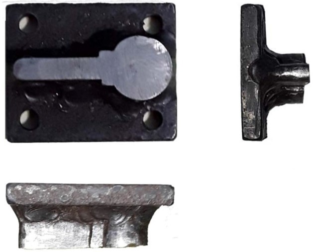 Proyecciones ortogonales del punzón de corte de llaves de cerraduras.