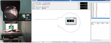 Proceso de creación del croquis de la cara principal del punzón de corte; a) Toma de datos en el punzón de corte y b) Trazado de las entidades geométricas del croquis.