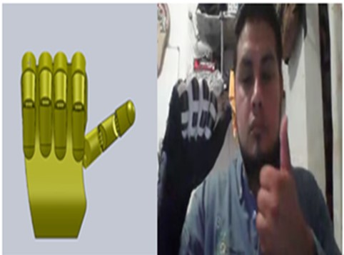 Simulacin en solidworks y de manera fsica de cmo se realiza la letra “a”, en el lenguaje de seas mexicano.