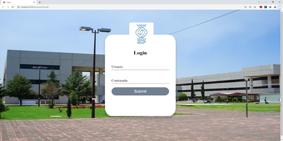 Interfaz del Login de la aplicacin Web para prctica de vectores en el plano cartesiano.