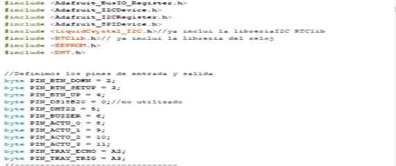 Parte de la programaci�n de la incubadora en arduino nano.