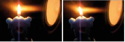 Movimiento de la llama de una vela causado por ondas sonoras percutidas.