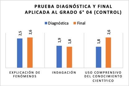 Resultados de la prueba diagn&oacute;stica y final (grupo control)