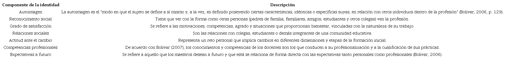 Componentes de la identidad profesional