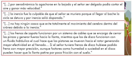 Reflexiones de los estudiantes en la ampliación de información
