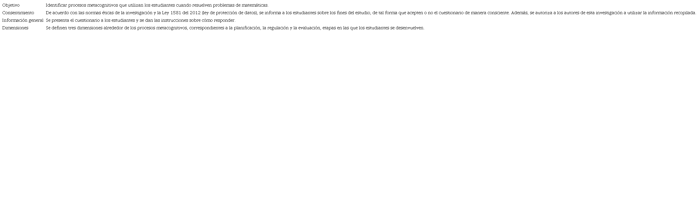 Estructura del cuestionario CEMRPM