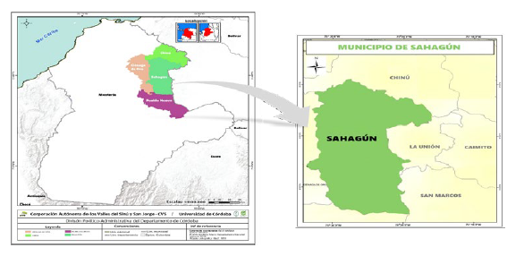 Ubicaci&oacute;n del Municipio de Sahag&uacute;n, C&oacute;rdoba