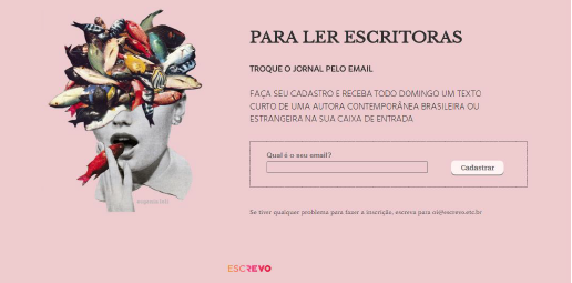 Página inicial do Para ler escritoras, em março de 2018.